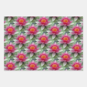 Rosa Lotus Wasserlilie Geschenkpapier Set