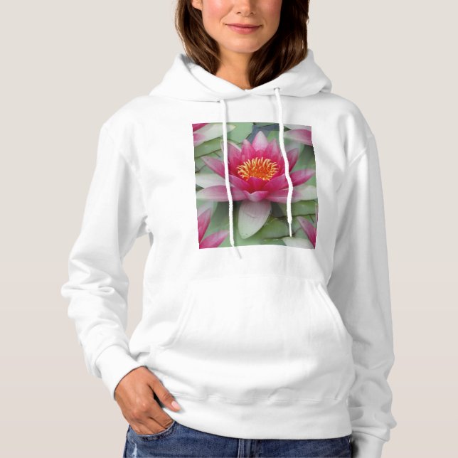 Rosa Lotus Wasserlilie Hoodie (Vorderseite)