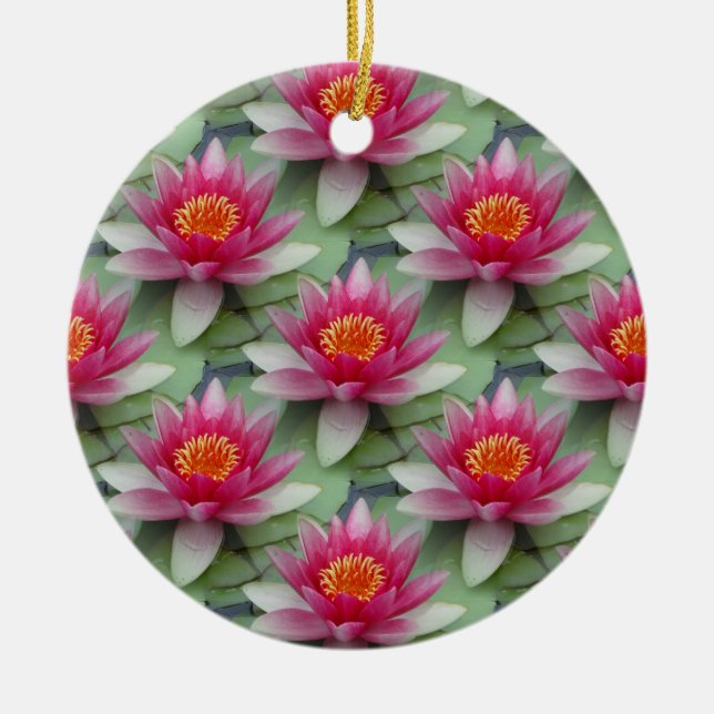 Rosa Lotus Wasserlilie Keramik Ornament (Vorne)