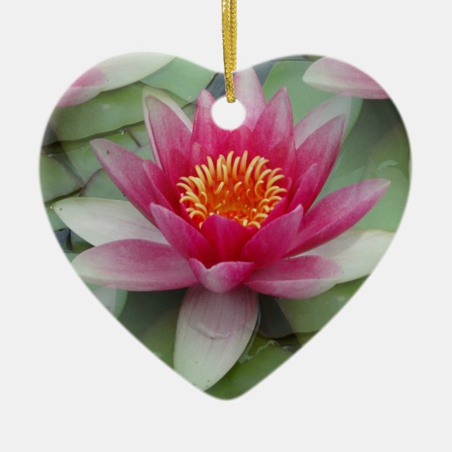 Rosa Lotus Wasserlilie Keramik Ornament (Vorne)