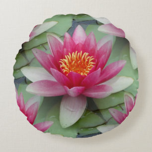 Rosa Lotus Wasserlilie Rundes Kissen