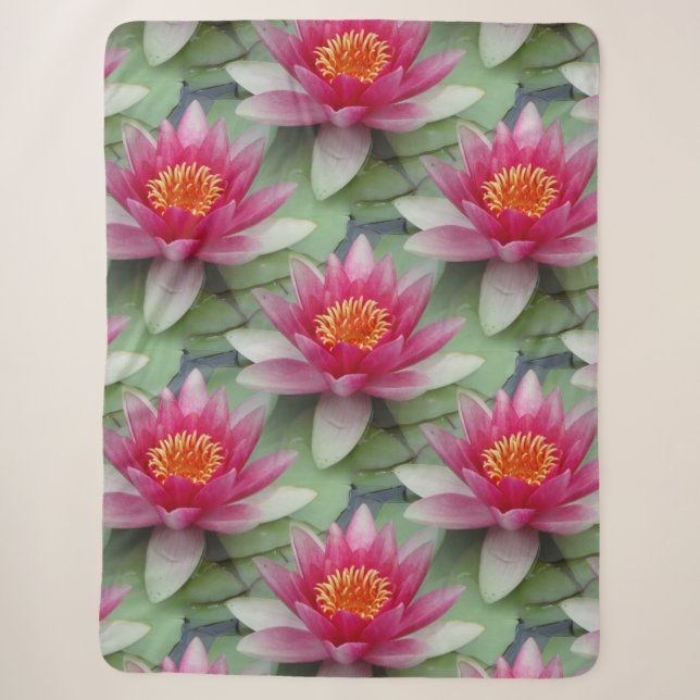 Rosa Lotus Water Lily Sherpa Blankon Sherpadecke (Vorderseite)