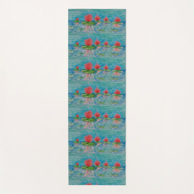 Rosa Lotus Zeichnend, naive Art Yoga Mat Yogamatte (Vorderseite)