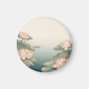 Rosa Lotusblumen Teich Zen Gelassenheit Magnet