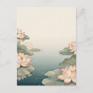 Rosa Lotusblumen Teich Zen Gelassenheit  Postkarte