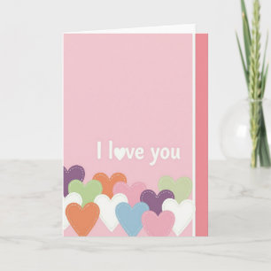 Rosa Love You Herzen Karte