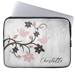 Rosa Lovebirds Personalisierter Laptop-Sieb Laptopschutzhülle