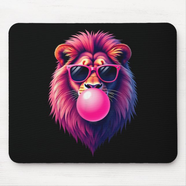 Rosa Löwe bläst Bubble Gum  Mousepad (Vorne)