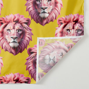 Rosa Löwenkopf-Tiermuster-Design Gelb Wandteppich