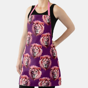 Rosa Löwenkopf-Tiermuster-Design Lila  Schürze