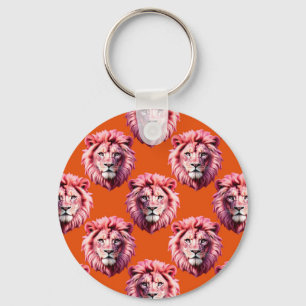Rosa Löwenkopf-Tiermuster-Design Orange  Schlüsselanhänger