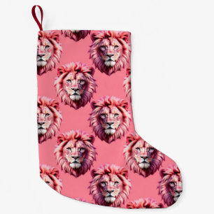 Rosa Löwenkopf-Tiermuster-Design Rosa  Kleiner Weihnachtsstrumpf