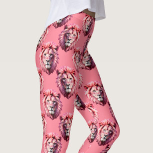 Rosa Löwenkopf-Tiermuster-Design Rosa Leggings
