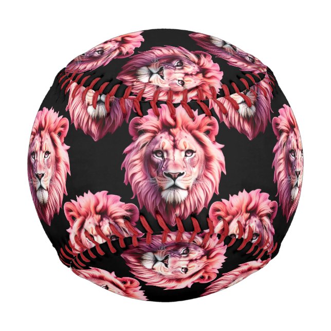 Rosa Löwenkopf-Tiermuster-Design - Schwarz  Baseball (Vorderseite)