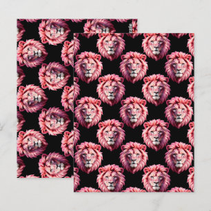 Rosa Löwenkopf-Tiermuster-Design - Schwarz Postkarte