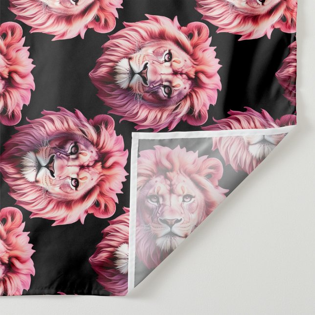 Rosa Löwenkopf-Tiermuster-Design - Schwarz Wandteppich (Von Creator hochgeladen)