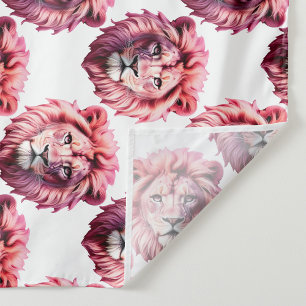 Rosa Löwenkopf-Tiermuster-Design Weiß Wandteppich