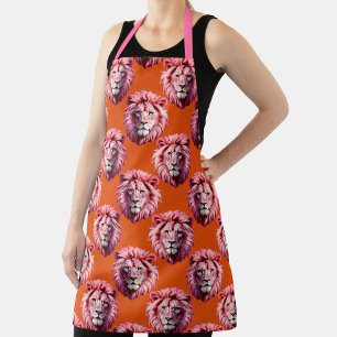 Rosa Löwenkopf-Tiermusterdesign Orange  Schürze