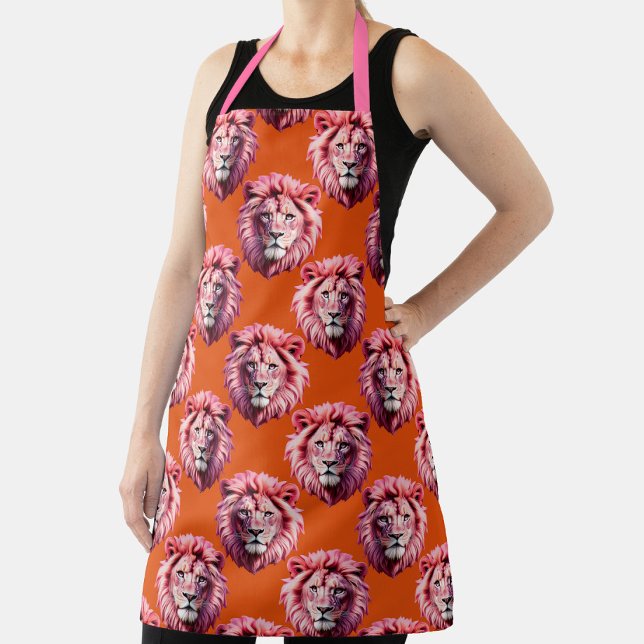 Rosa Löwenkopf-Tiermusterdesign Orange  Schürze (Von Creator hochgeladen)