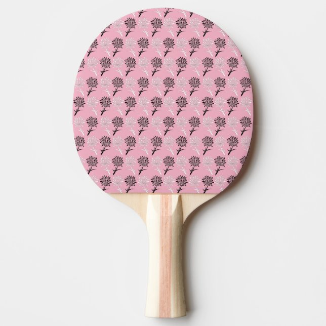 Rosa Löwenzahn-Blumen-MusterPing Pong Paddel Tischtennis Schläger (Vorderseite)