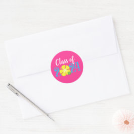 Rosa Luau Tropischer Abschluss Rundkleber Runder Aufkleber