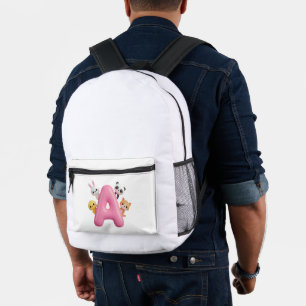 Rosa Luftballon Buchstabe A Waldtiere DIY Baby-Tas Bedruckter Rucksack
