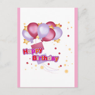 Rosa Luftballon-Geburtstagskarte für Mädchen – Cut Postkarte
