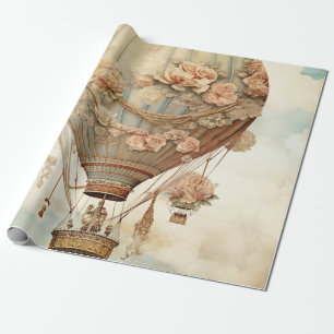 Rosa Luftballon Pastell Teal Viktorianisches Märch Geschenkpapier
