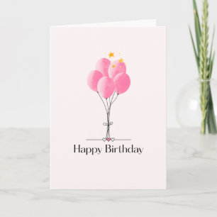 Rosa Luftballons an einer Schnur mit goldenem Happ Karte