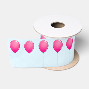 Rosa Luftballons blaues Band Satinband