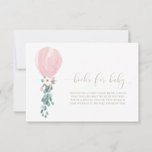 Rosa Luftballons Bücher für Baby Wunschkarte Einladung