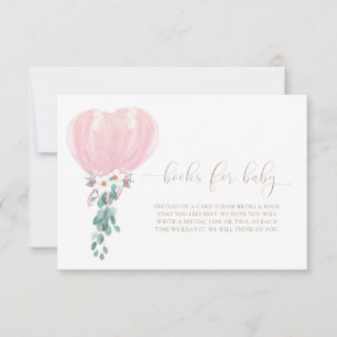 Rosa Luftballons Bücher für Baby Wunschkarte Einladung