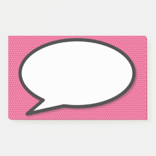 Rosa lustige einfache Sprechblase im Comic-Stil Post-it Klebezettel