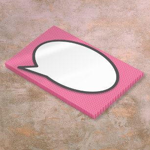 Rosa lustige einfache Sprechblase im Comic-Stil Post-it Klebezettel