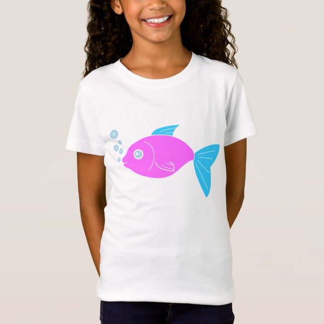 Rosa, lustiger Fisch T-Shirt (Vorderseite)
