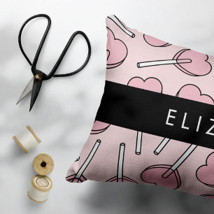 Rosa Lutscher, Herz-Lutscher, Lolly, Dein Name Kissenbezug