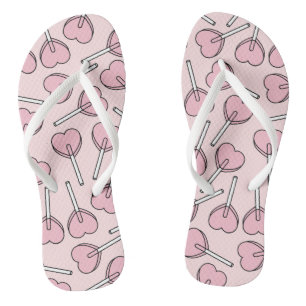 Rosa Lutscher, Herz-Lutscher, Lutscher-Muster Flip Flops