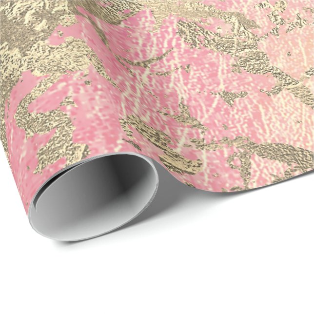 Rosa Lux Goldmarmor Pastel Unicorn Abstrakt Geschenkpapier (Rolleneckpunkt)