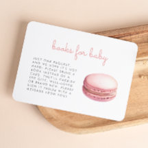Rosa Macaron-Baby-Shower-Bücher-Beilagekarte