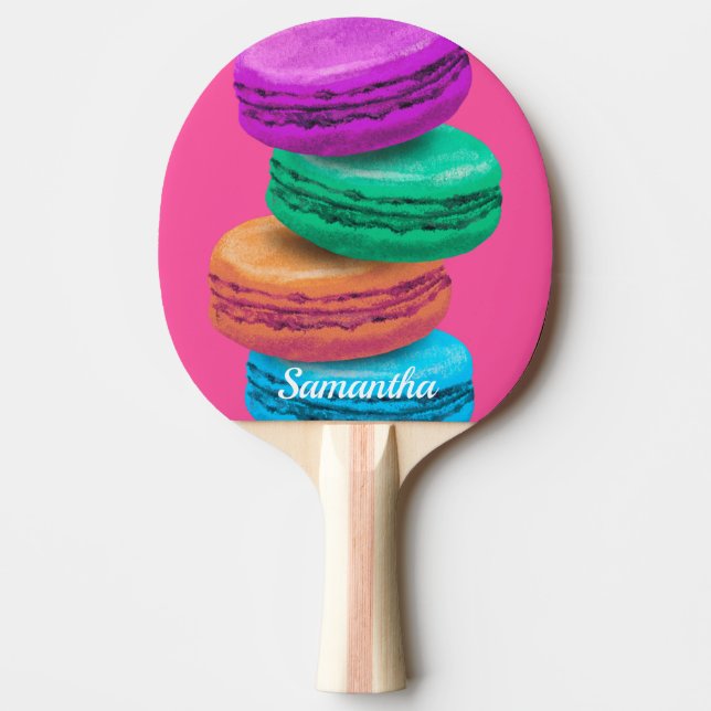 Rosa Macaron-Süßigkeiten personalisiertes Tischten Tischtennis Schläger (Vorderseite)