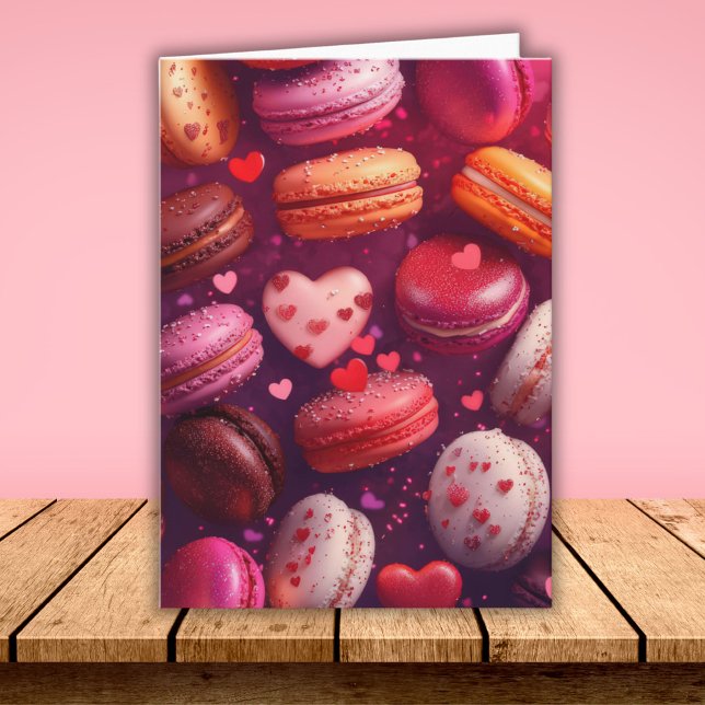 Rosa Macarons Herzen Design Valentinstag Karte (Von Creator hochgeladen)