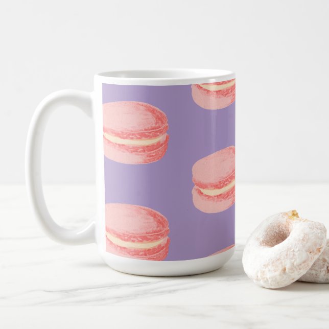 Rosa Macarons Kaffeetasse (Mit Donut)