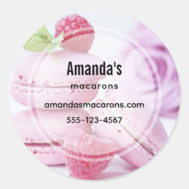 Rosa Macarons & Red Raspberries Business Runder Aufkleber
