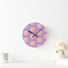 Rosa Macarons Runde Wanduhr