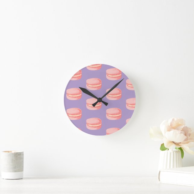 Rosa Macarons Runde Wanduhr (Zuhause)