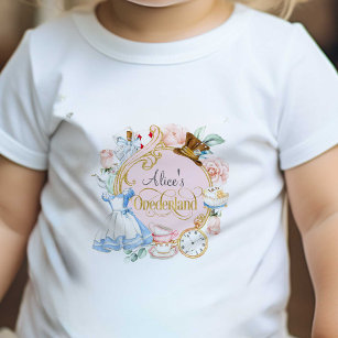 Rosa, Mädchen 1. Geburtstag, Alice Onederland Baby T-shirt
