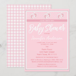 Rosa Mädchen-Abdruck-Babyparty Einladung