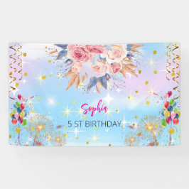 Rosa Mädchen Begrüßung florfarbenes Aquarell Gebur Banner