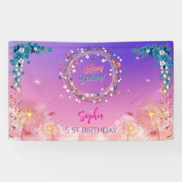 Rosa Mädchen Begrüßung florfarbenes Aquarell Gebur Banner