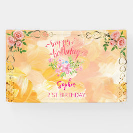 Rosa Mädchen Begrüßung florfarbenes Aquarell Gebur Banner